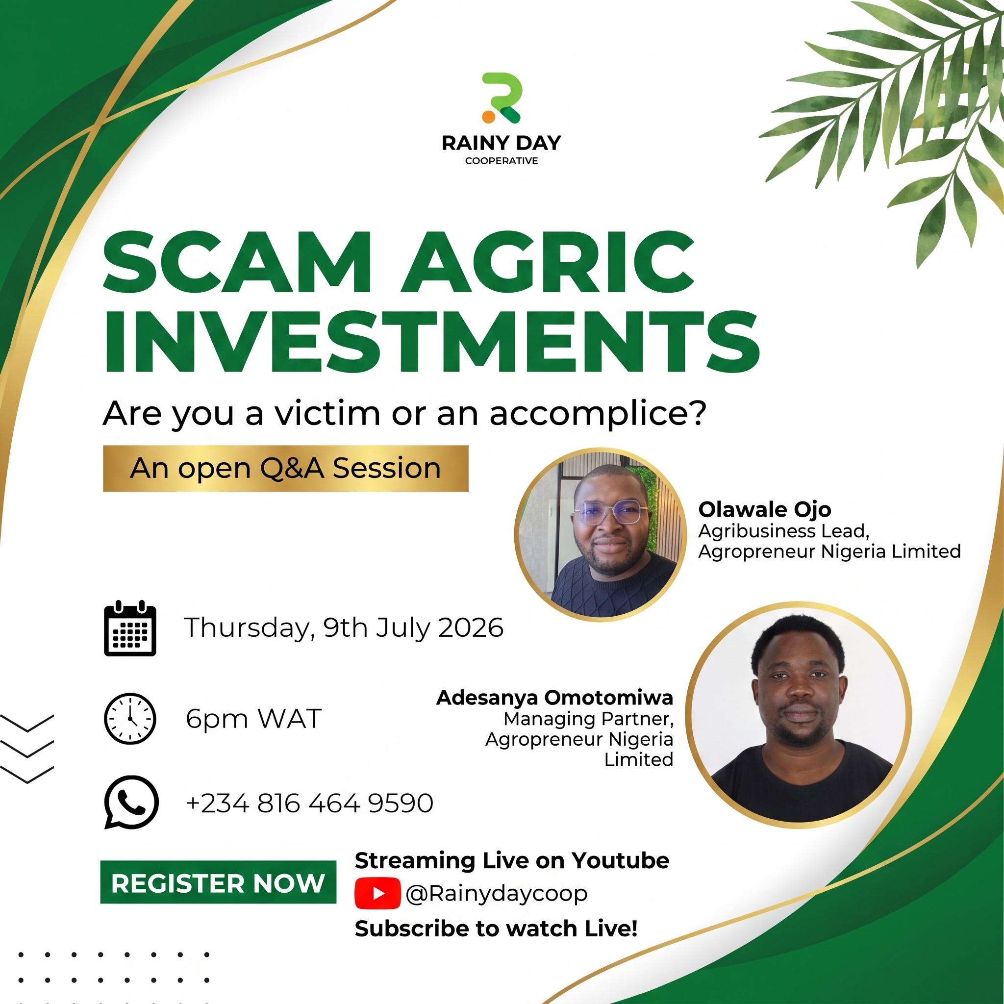 Read more about the article Navigating the Risky Waters of Agricultural Investment: Lessons from the Rainyday Cooperative Q&A